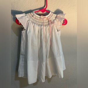 Pink,Green and White Bishop Smocked Dress - No Tags - approx 9-12 Months Vintage